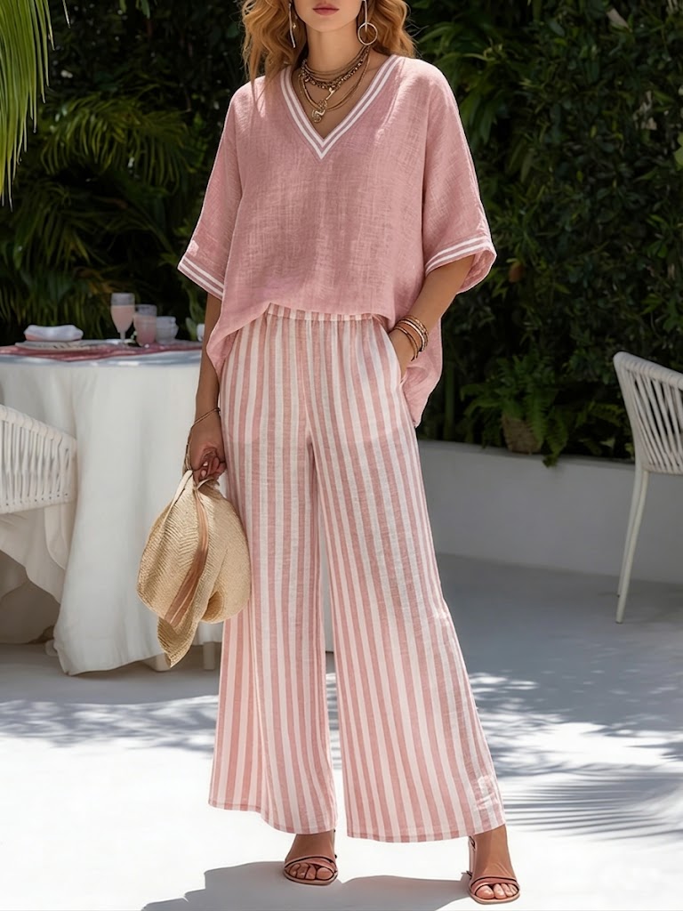 Kara | Striped Linen Duo Set