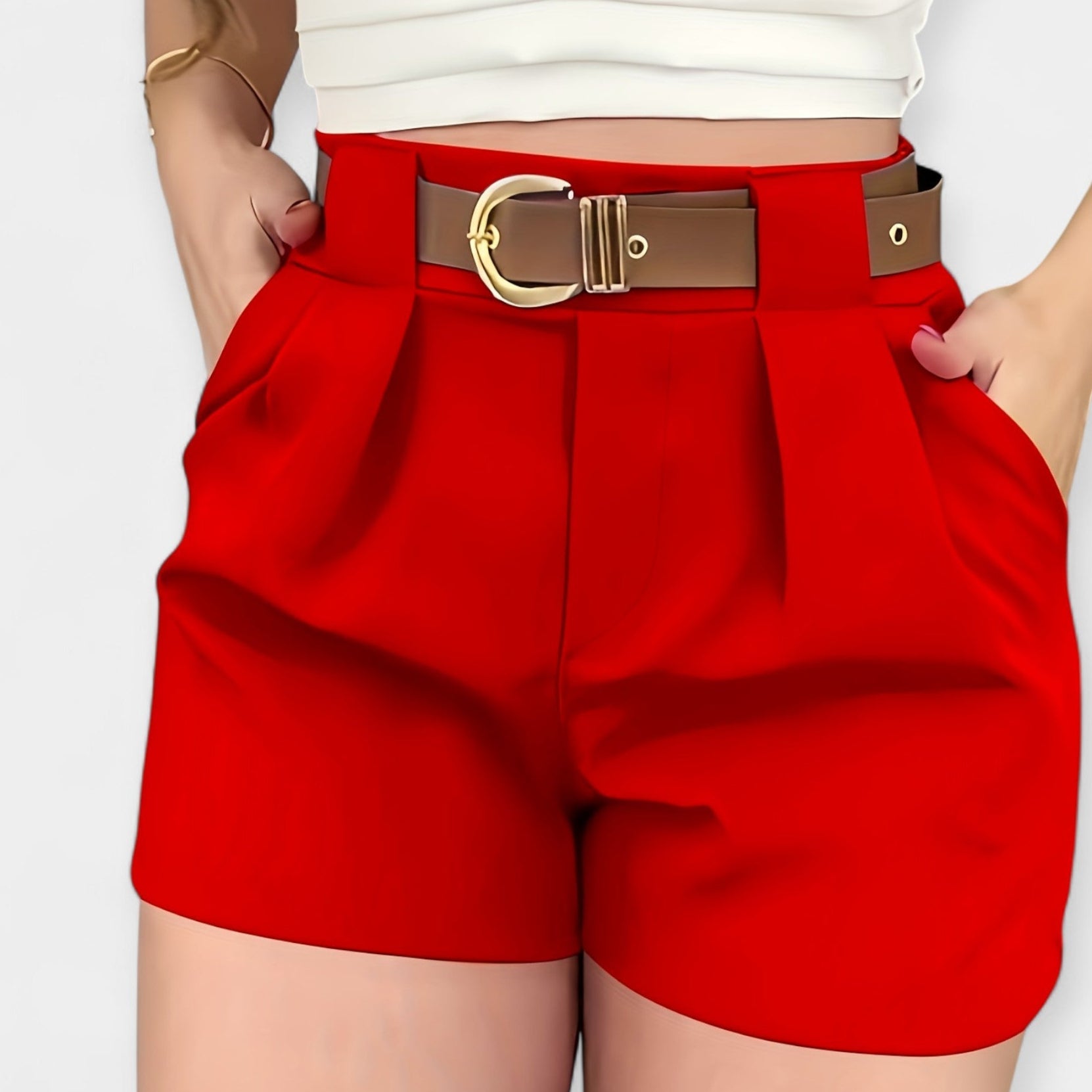 White Pleated Shorts