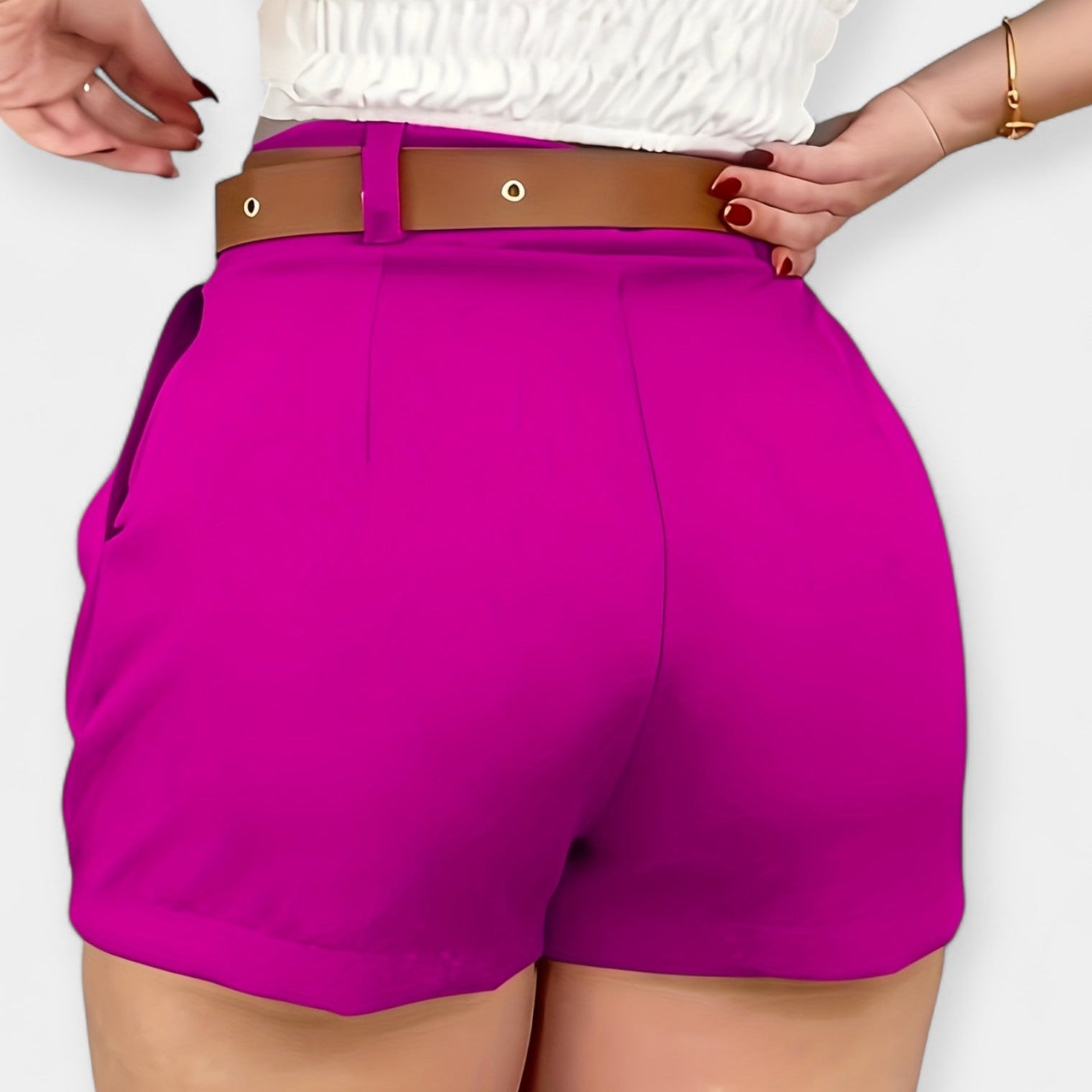 White Pleated Shorts