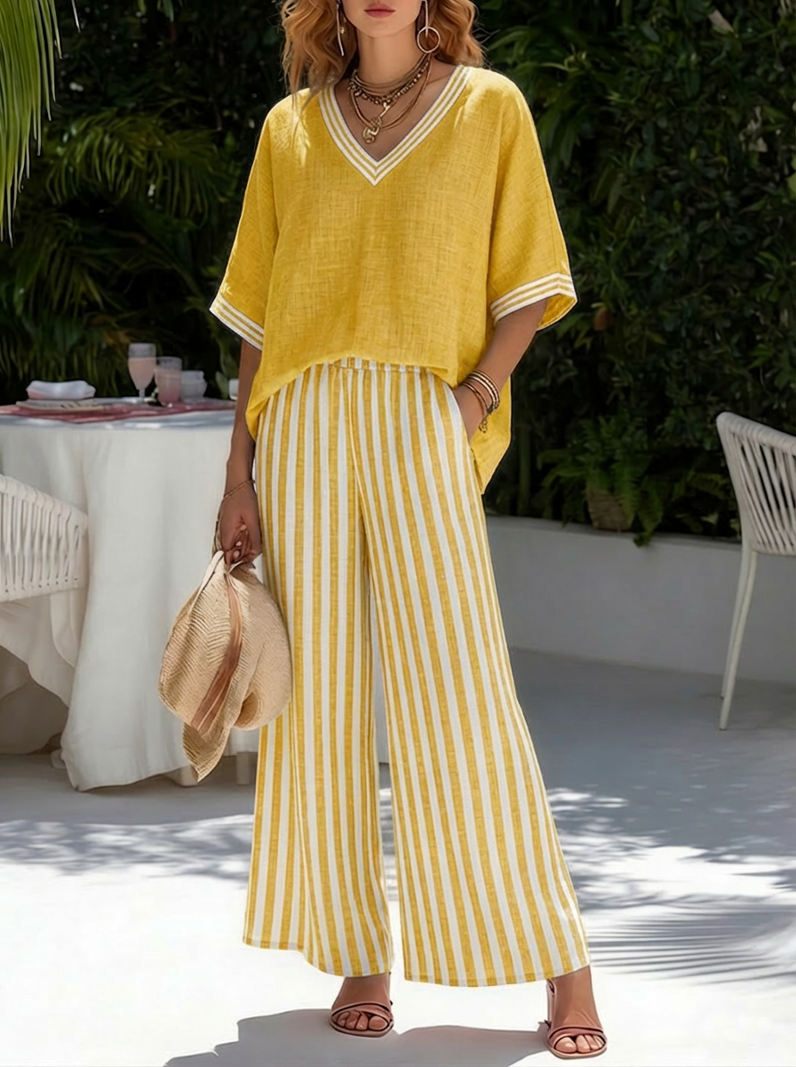 Kara | Striped Linen Duo Set