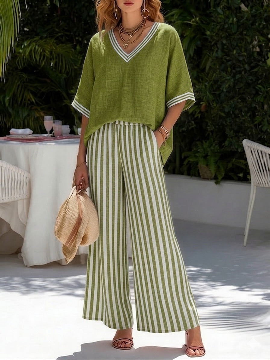 Kara | Striped Linen Duo Set