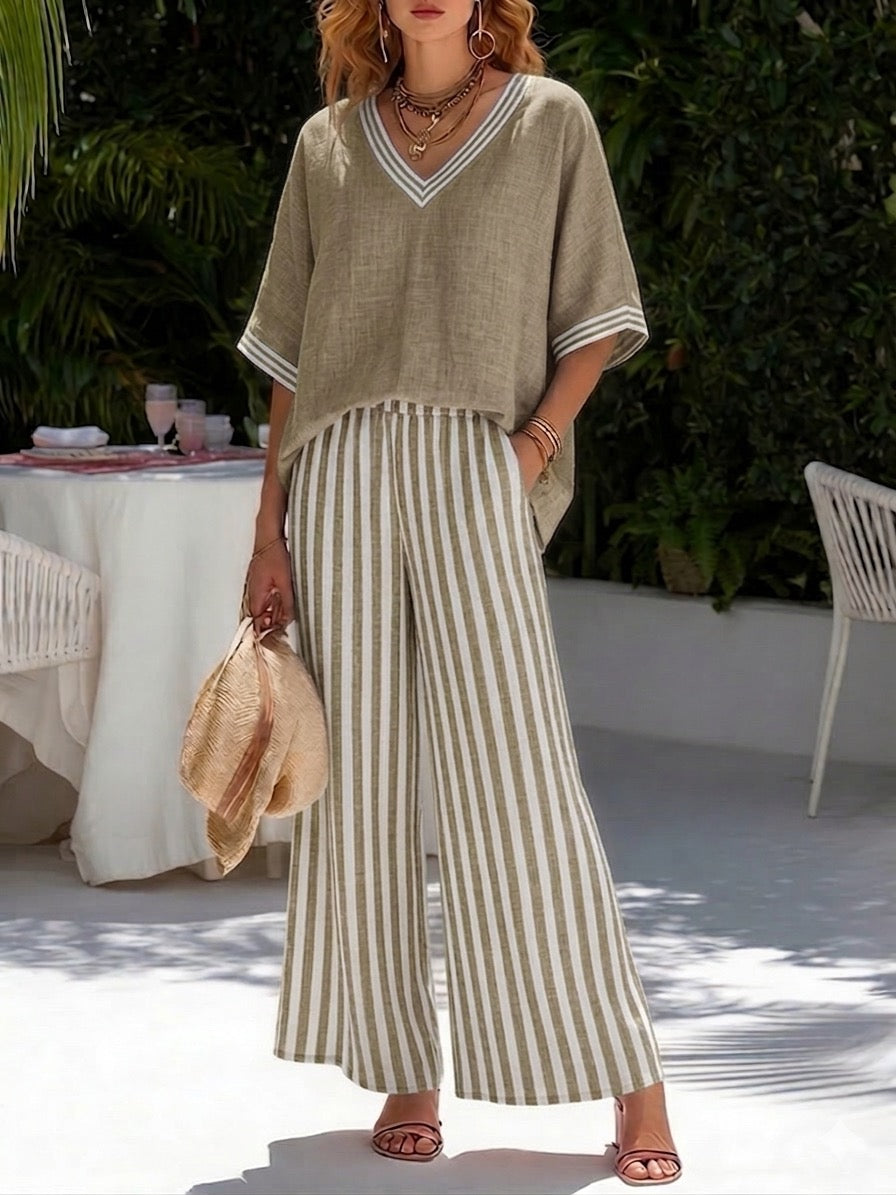 Kara | Striped Linen Duo Set